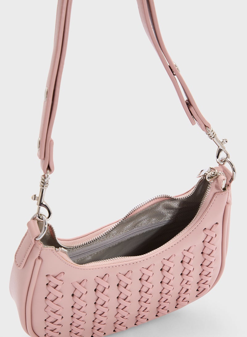 ELLA Weave Detail Shoulder Bag - Image 5