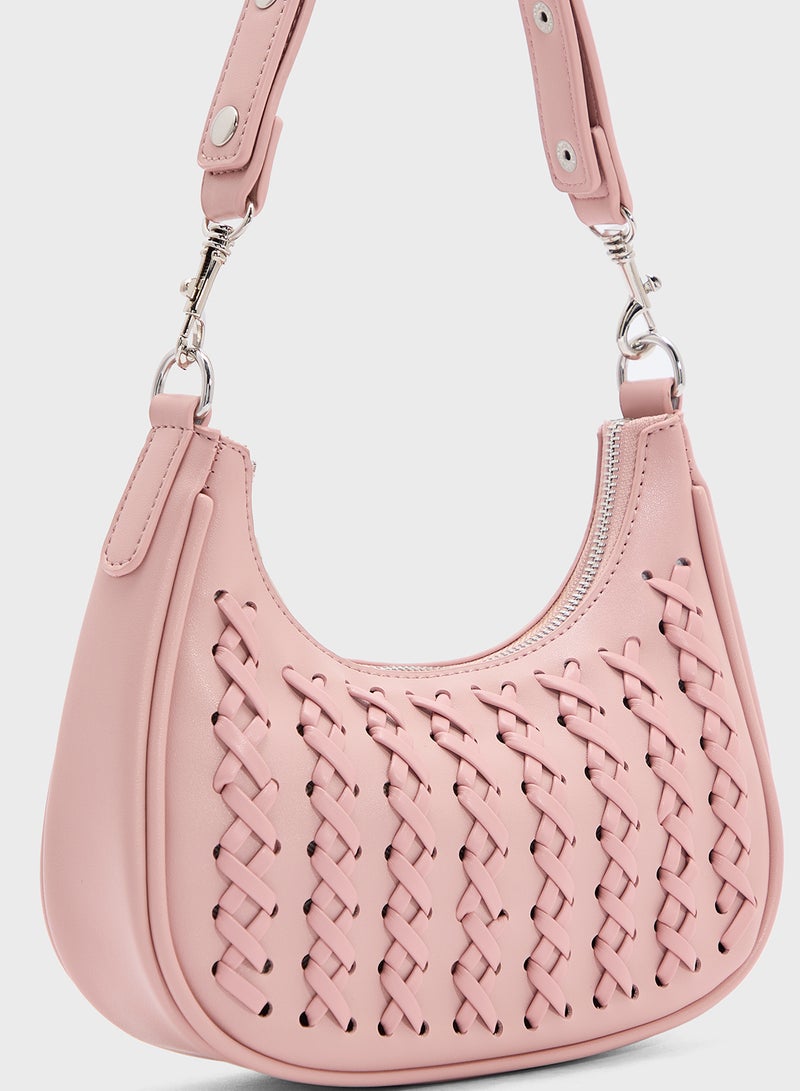 ELLA Weave Detail Shoulder Bag - Image 4