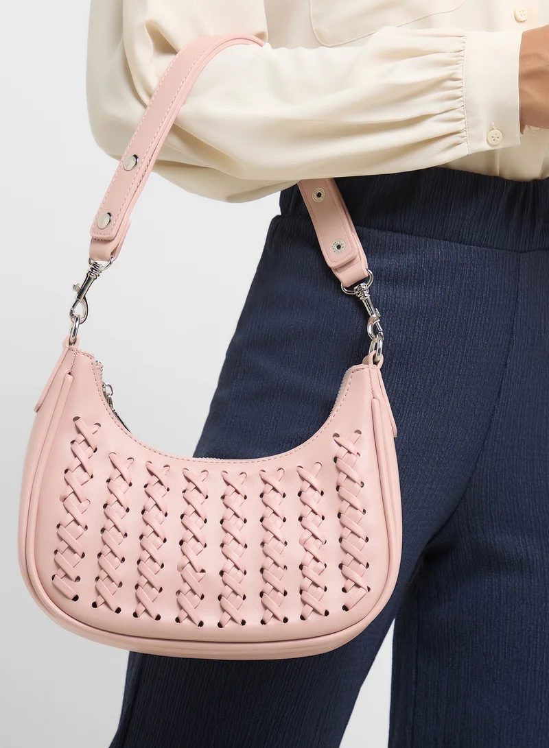 ELLA Weave Detail Shoulder Bag
