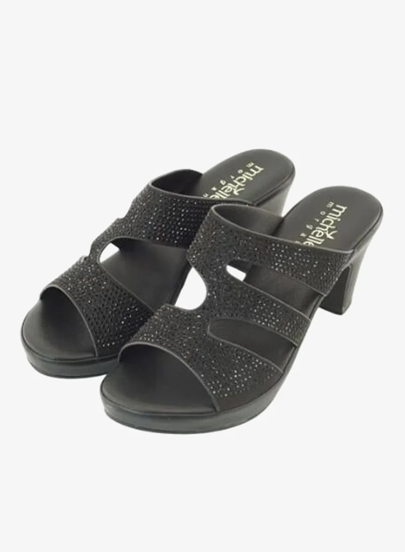 Michelle Morgan Black 092-3095 Michelle Morgan Ladies Mid Heel Sandals 514ZD097 Black for Women | Best Price UAE