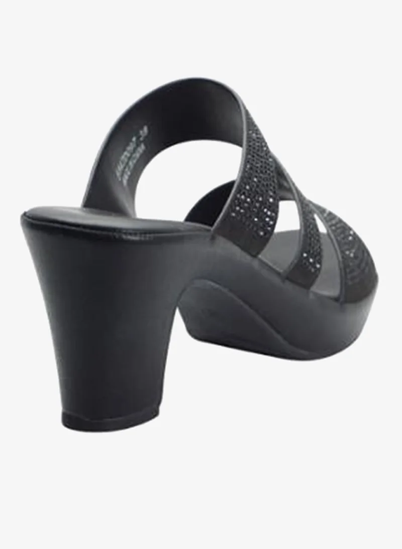 Michelle Morgan Black 092-3095 Michelle Morgan Ladies Mid Heel Sandals 514ZD097 Black for Women | Best Price UAE