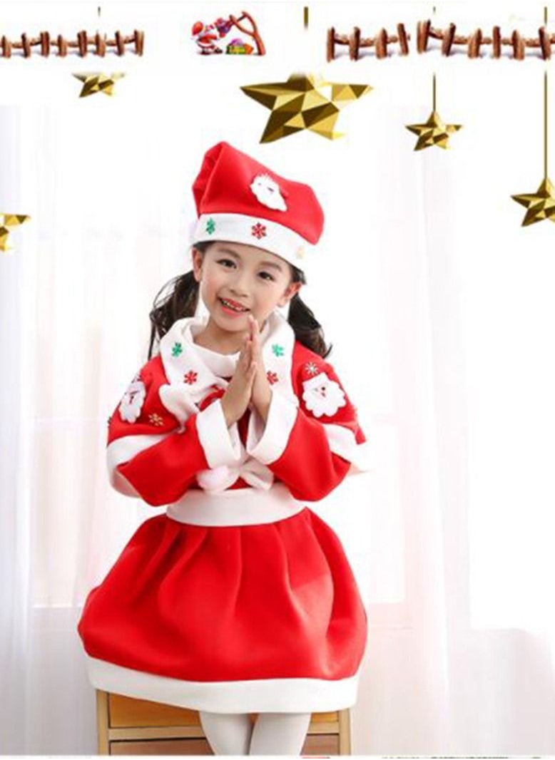 NIBEMINENT Christmas Children's Costume With Hat Girl Skirt Holiday Dress  - Image 3