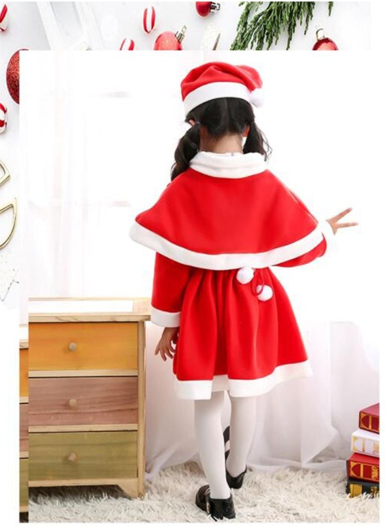 NIBEMINENT Christmas Children's Costume With Hat Girl Skirt Holiday Dress  - Image 4