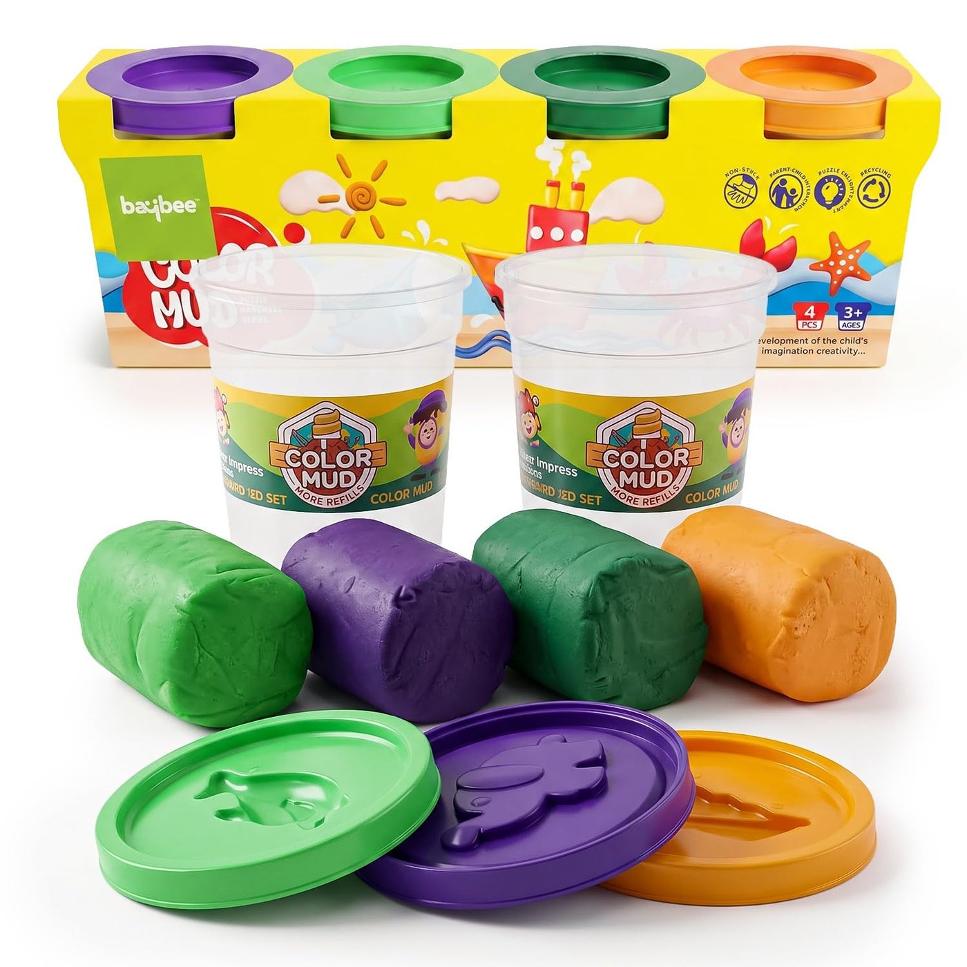 Baybee Kids Play Dough Set, Ice Cream Maker Set Playdough Clay Dough Playset Creative Tools DIY Plasticine Moulding Ice Cream Set with Machine for Girls and Boys Non-Toxic Modelling Clay for 3+ Years