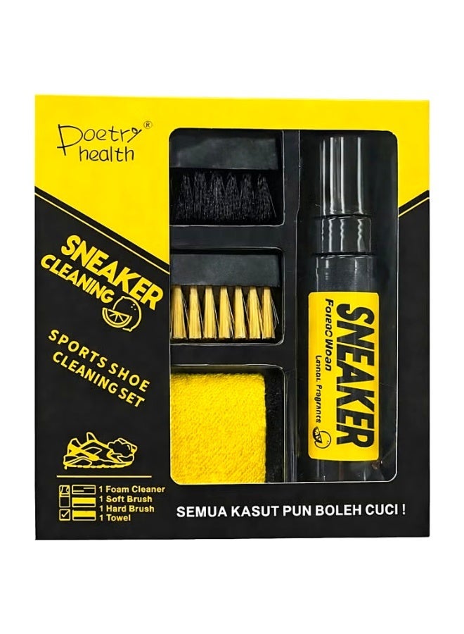 Premium Sneaker Cleaning Kit with Foam Shoe Cleaner, Soft & Hard Brushes, Microfiber Towel, Shoe Care Kit for White Sneakers, Sports Shoes, Canvas, Leather, Suede & Trainers, Portable Shoe Cleaning Set - Image 1