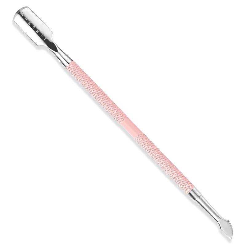 MAKARTT Makartt Cuticle Pusher, Pink Cuticle Remover, Professional Stainless Steel Nail Cleaner Dual Ended Spoon Pusher and Cutter Cuticle Care Nail Prep for Manicure Pedicure Nail Art
