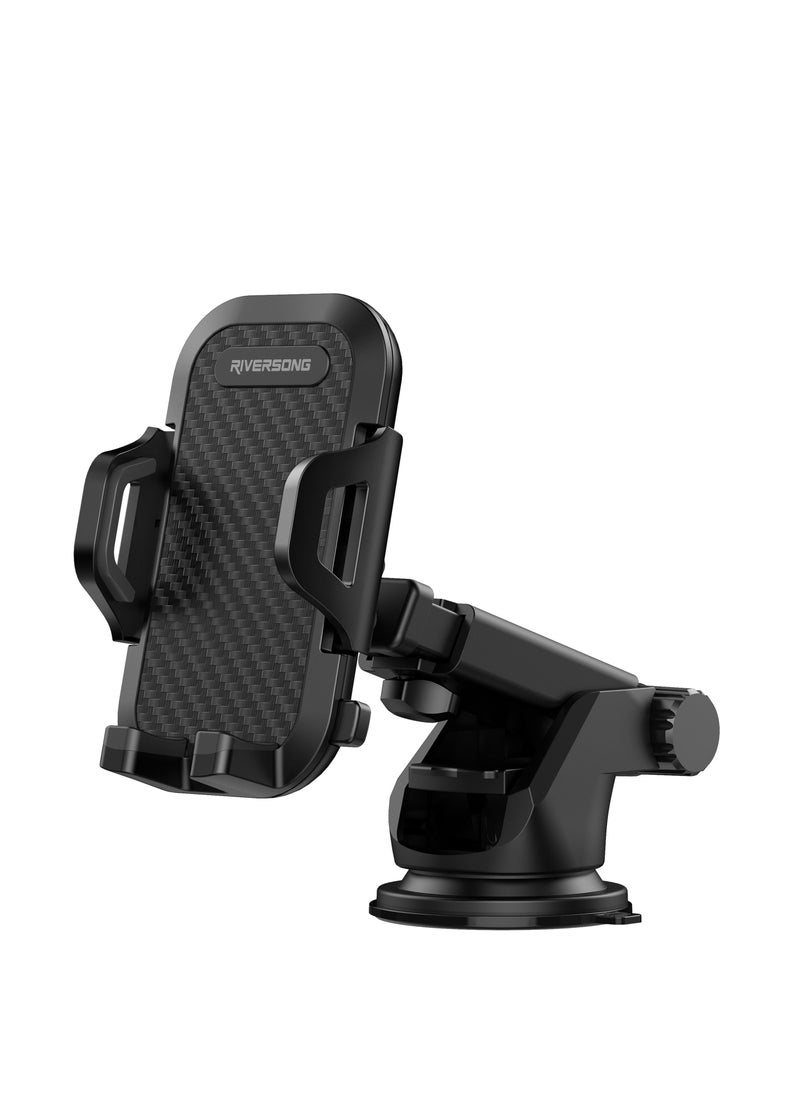 RIVERSONG RIVERSONG FlexiClip Adjustable Car Phone Mount, Black  - Image 1