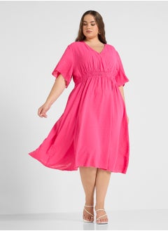 Ginger Plus Flounce Sleeve A Line Midi Dress  - Image 1