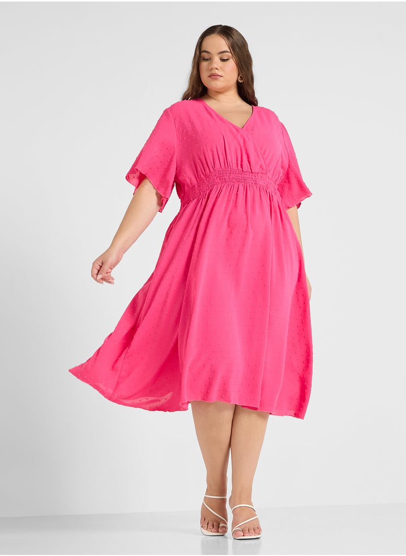 Ginger Plus - Flounce Sleeve A Line Midi Dress - Image 1