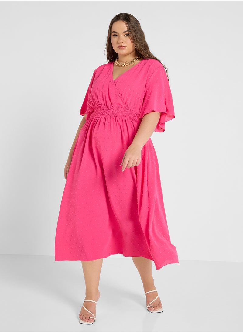 Ginger Plus - Flounce Sleeve A Line Midi Dress - Image 1