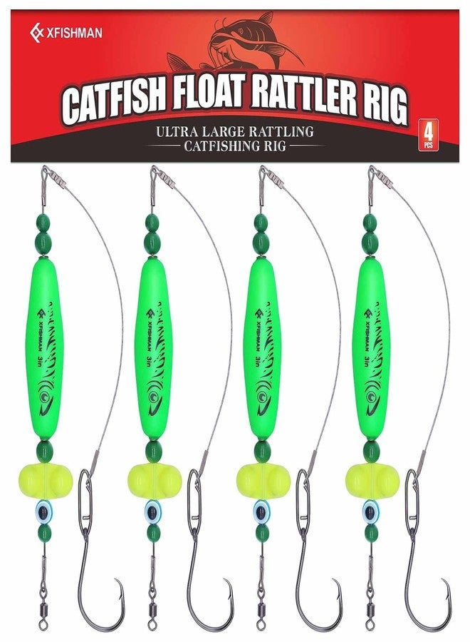 XFISHMAN Catfish-Rig-for-Bank-Fishing-Catfishing-Tackle-Floats-with-Rattler-Santee Cooper Rig Equipment (Green - 4 Pack, 2.5 inch) - Image 1