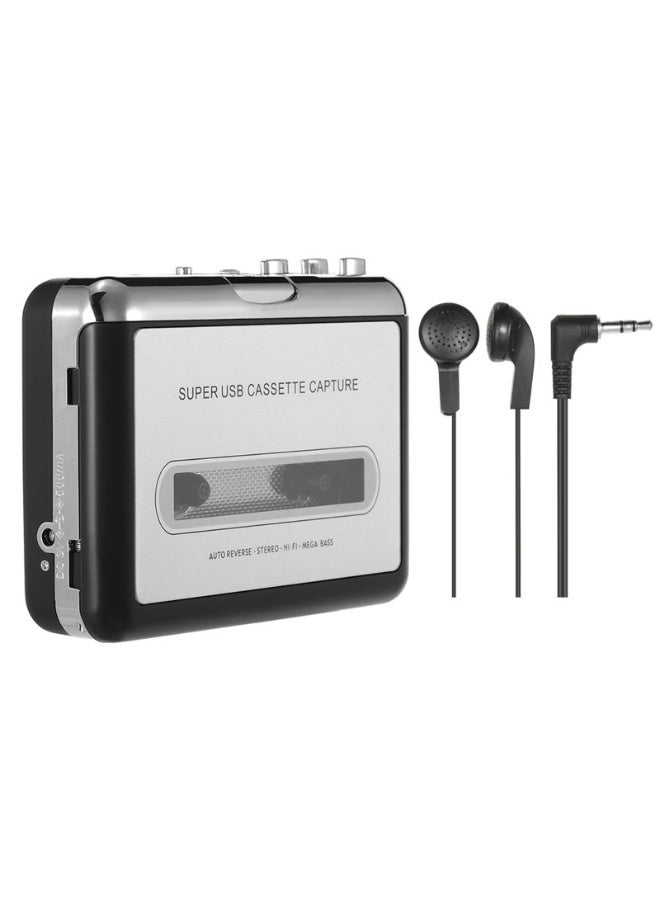 إزكاب محول USB لالتقاط الكاسيت من شريط إلى MP3 مع سماعة أذن V2851_P أسود - Image 4