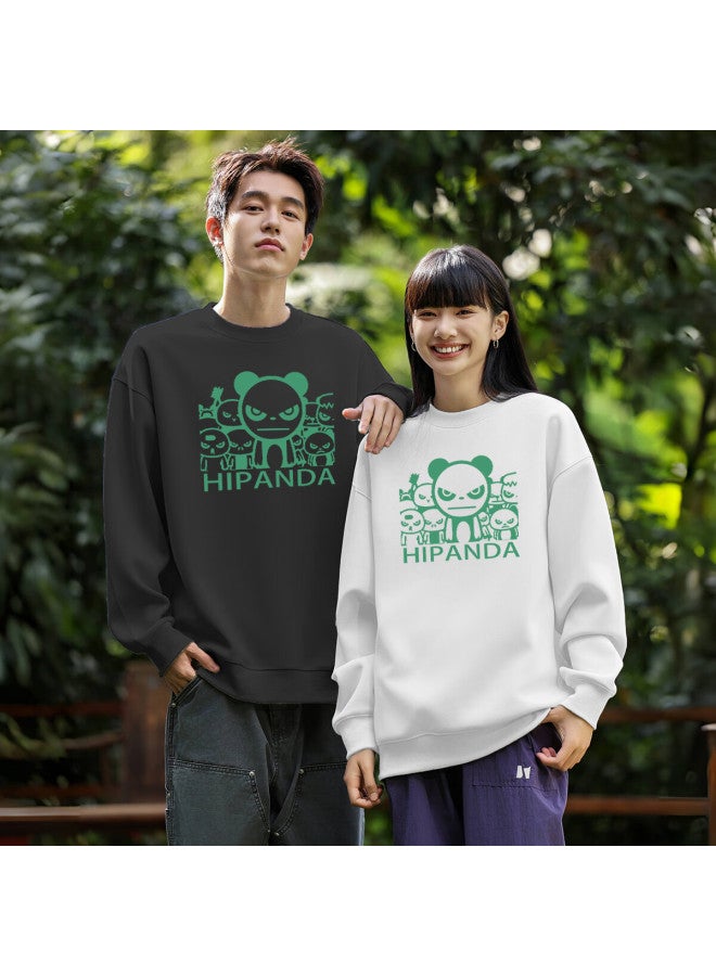 Hipanda o Panda Uni Hoodie Autumn American Style Loose Fit Men's White Crewneck Base Shirt 3XL - Image 3