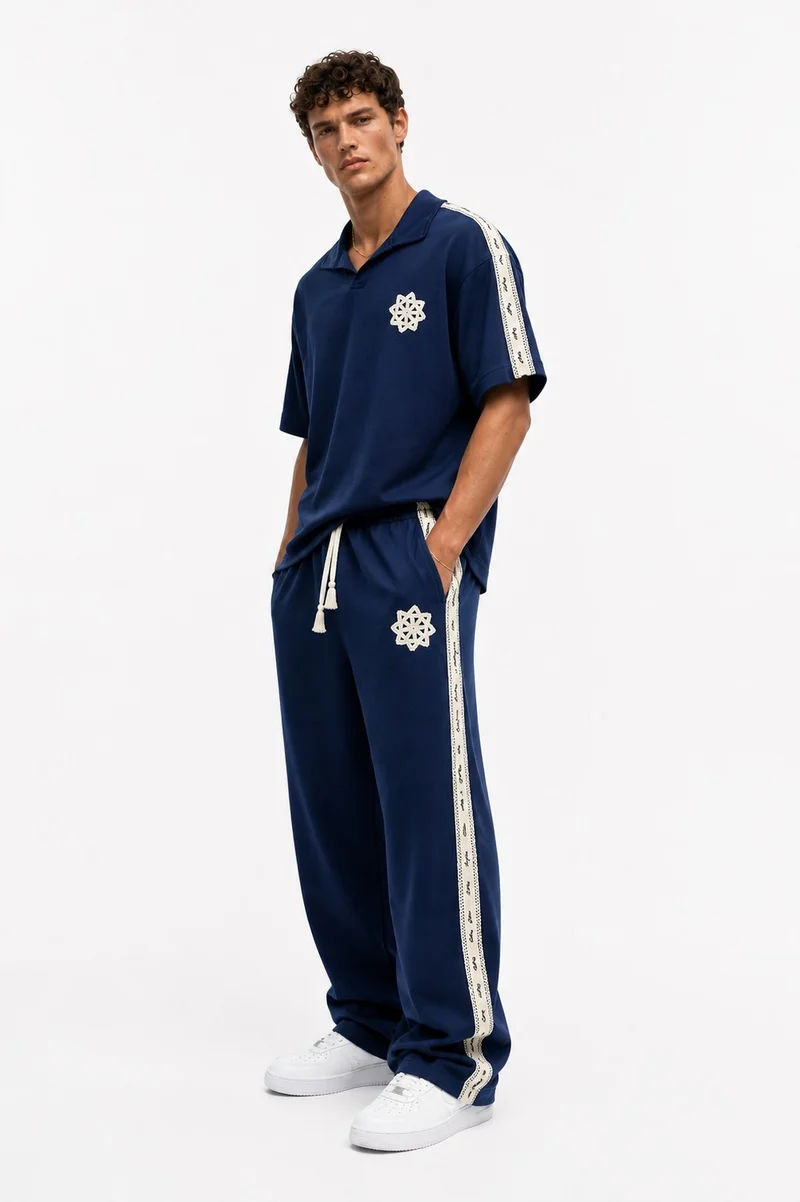 RESPIRE Men's Respire Striped Regular Fit Tracksuit Set, Navy Blue