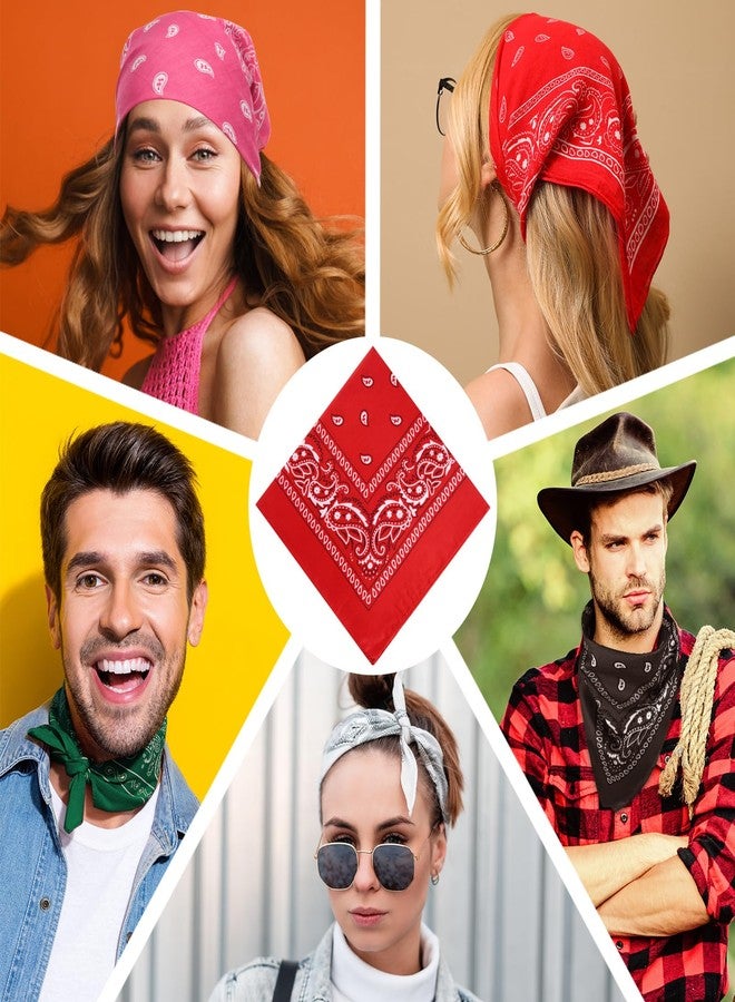 بلولون مجموعة من 12 قطعة من مناديل الرأس الحمراء من PLULON، مقاس 20 × 20 بوصة، بنقشة بيزلي، مناسبة للرجال والنساء، وشاح رأس، منديل مربع نيون، قناع وجه، غطاء رأس للأولاد والبنات، مصنوعة من البوليستر 100%. - Image 3