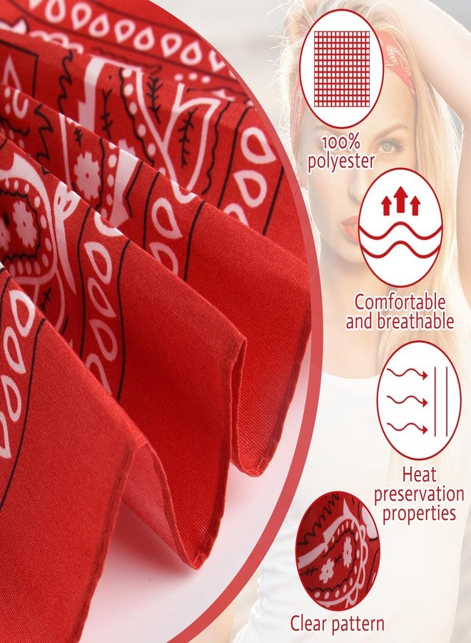 بلولون مجموعة من 12 قطعة من مناديل الرأس الحمراء من PLULON، مقاس 20 × 20 بوصة، بنقشة بيزلي، مناسبة للرجال والنساء، وشاح رأس، منديل مربع نيون، قناع وجه، غطاء رأس للأولاد والبنات، مصنوعة من البوليستر 100%. - Image 5