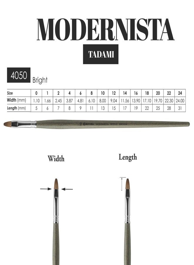Escoda Modernista 4050 Oil & Acrylic Tadami Synthetic Mongoose Paint Brush Bright; Size 10 - Image 3