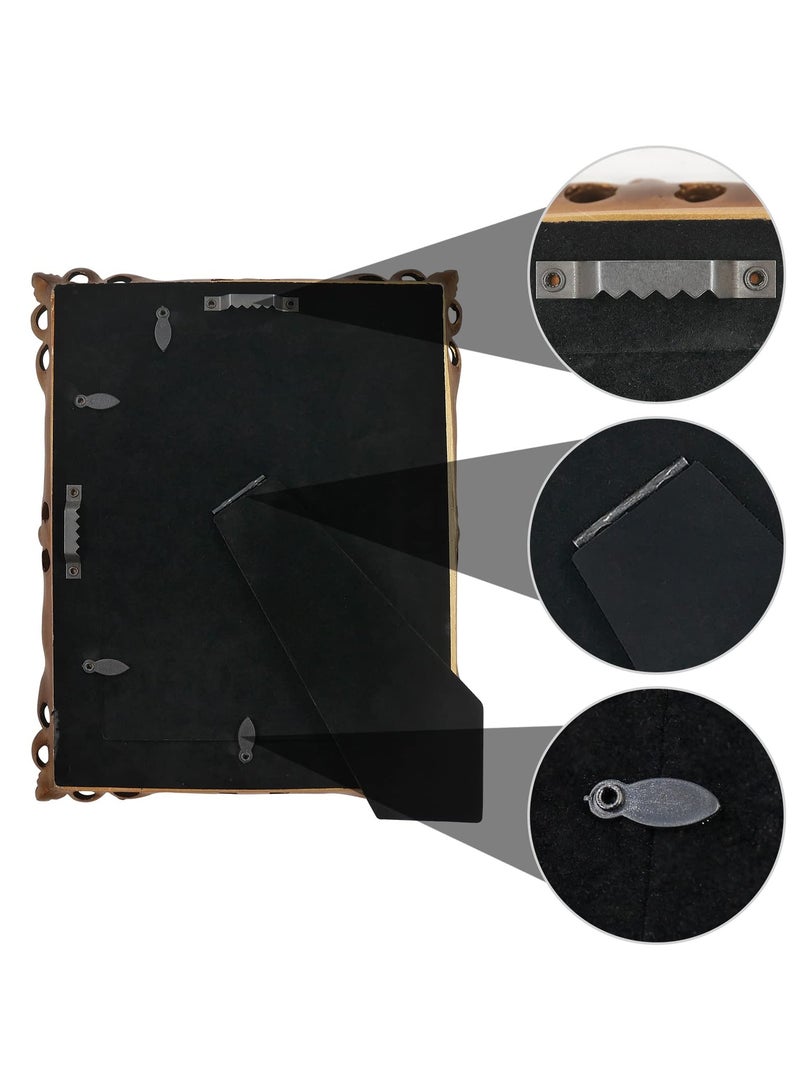 ... خمر الأوروبي مستطيل الراتنج إطار الصورة مع تصميم منقوش ، ديكور الحائط الذهبي للمنزل - معلقة وعرض منضدية - Image 5