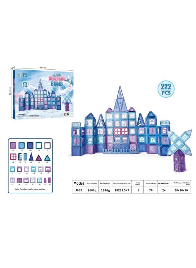 Children's Magnetic Film Building Blocks Marine Color Super-strong Magnetic Color Window Three-dimensional Three-dimensional Spell 3-6 Years Old DIY-Color:J060 "Marine Magnetic Sheet" 76PCS  - Image 2