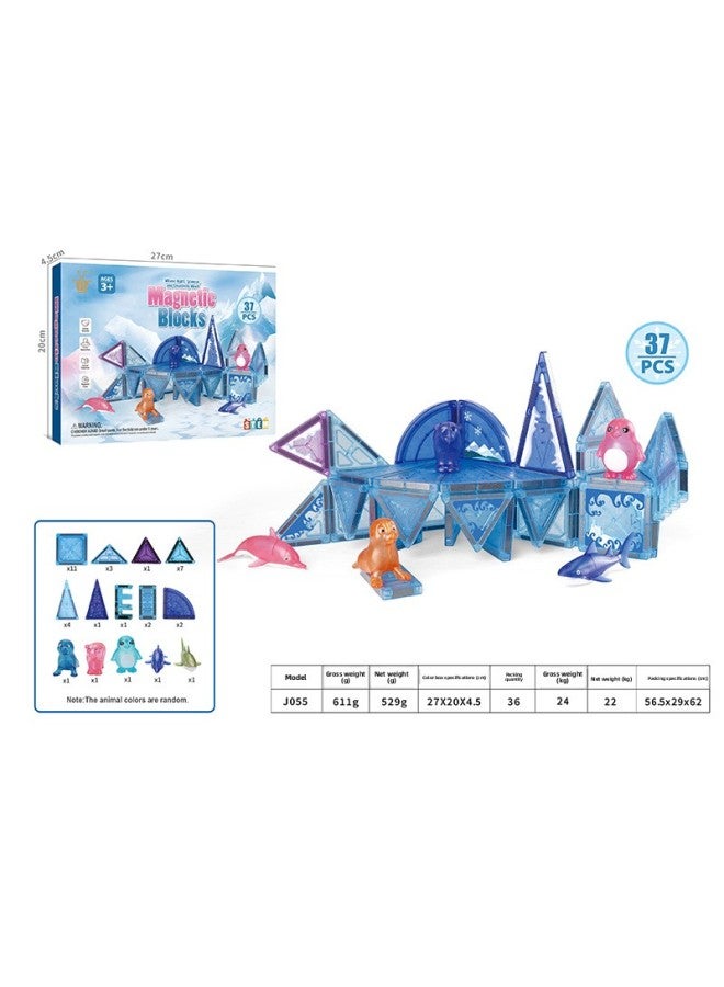 Children's Magnetic Film Building Blocks Marine Color Super-strong Magnetic Color Window Three-dimensional Three-dimensional Spell 3-6 Years Old DIY-Color:J060 "Marine Magnetic Sheet" 76PCS  - Image 4