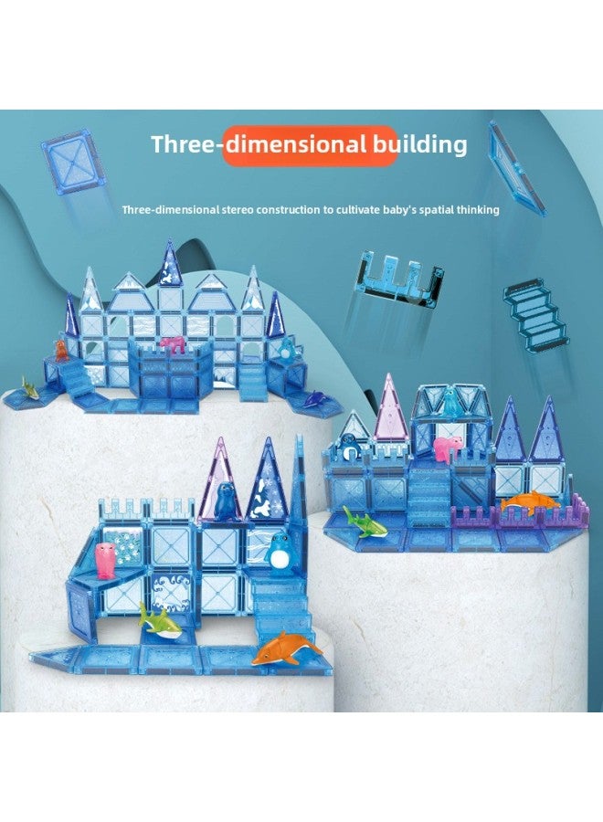 Children's Magnetic Film Building Blocks Marine Color Super-strong Magnetic Color Window Three-dimensional Three-dimensional Spell 3-6 Years Old DIY-Color:J060 "Marine Magnetic Sheet" 76PCS  - Image 5