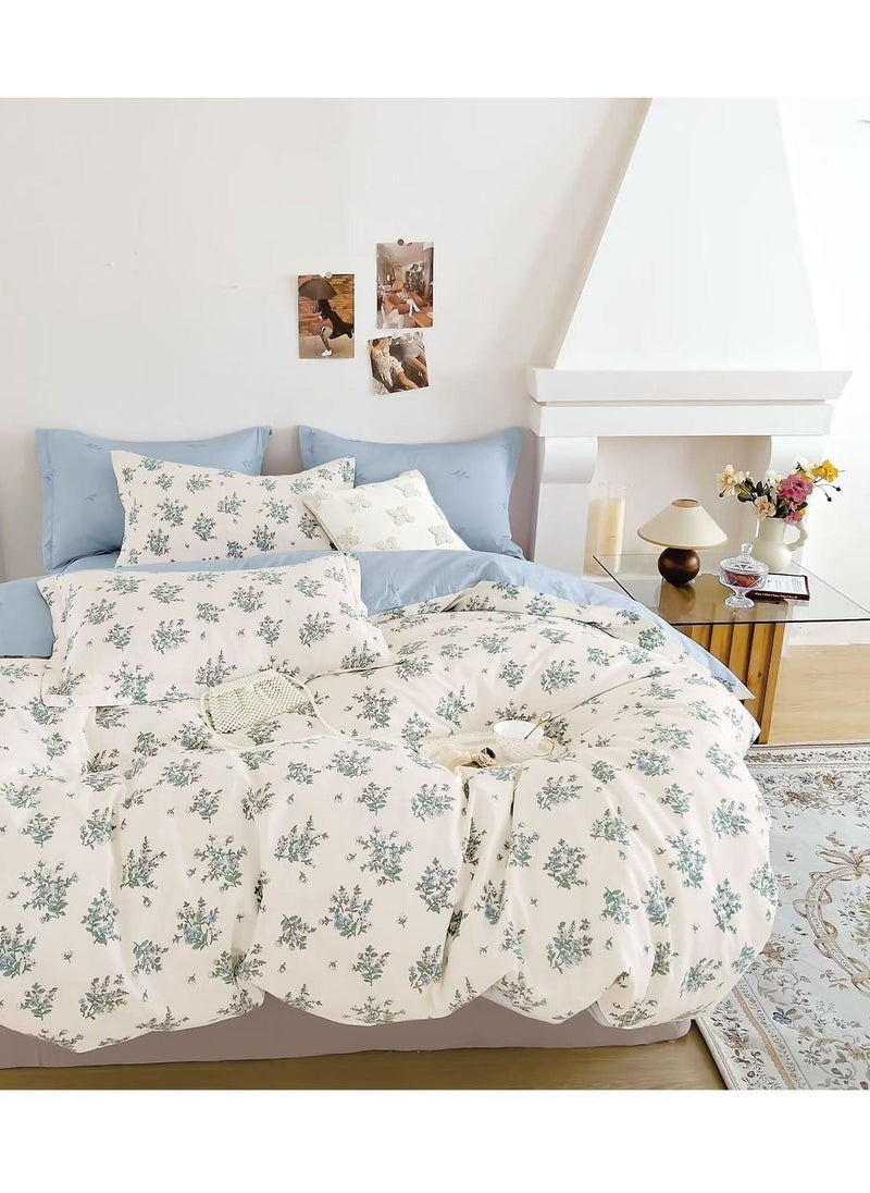 llwoo Super King Size Duvet Cover Set Hotel Luxury Feel Bedding Set Cotton Material Bedding Set Fad and Wrinkle Resistant Set Include 1 Fitted Bed Sheet 1 Duvet Cover and 4 Pillowcases 220x240c  - Image 1