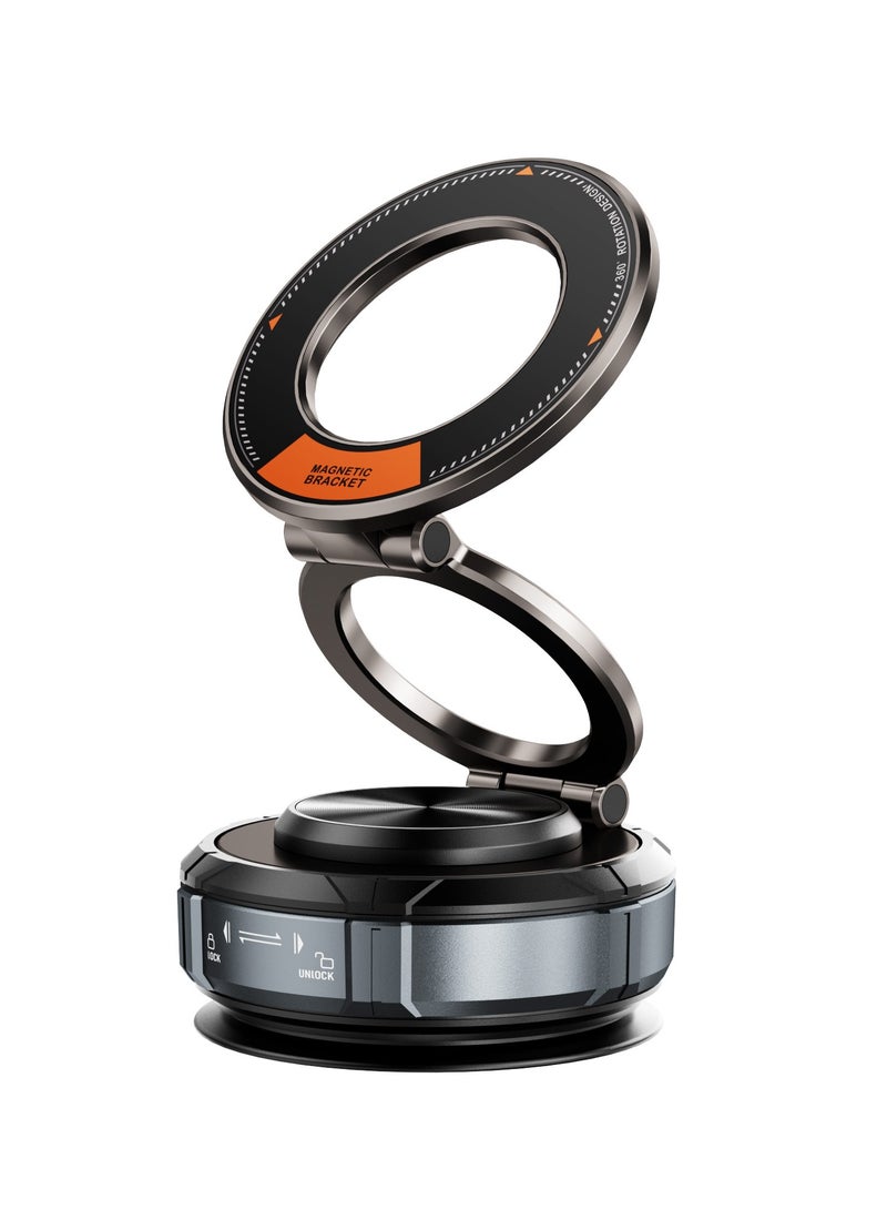 Magnetic Car Phone Holder, Suction Cup Mount, Multi-Angle Rotation, Includes Mirror Stickers, Magnetic Sheets, and Hex Wrench for Easy Installation  - Image 1