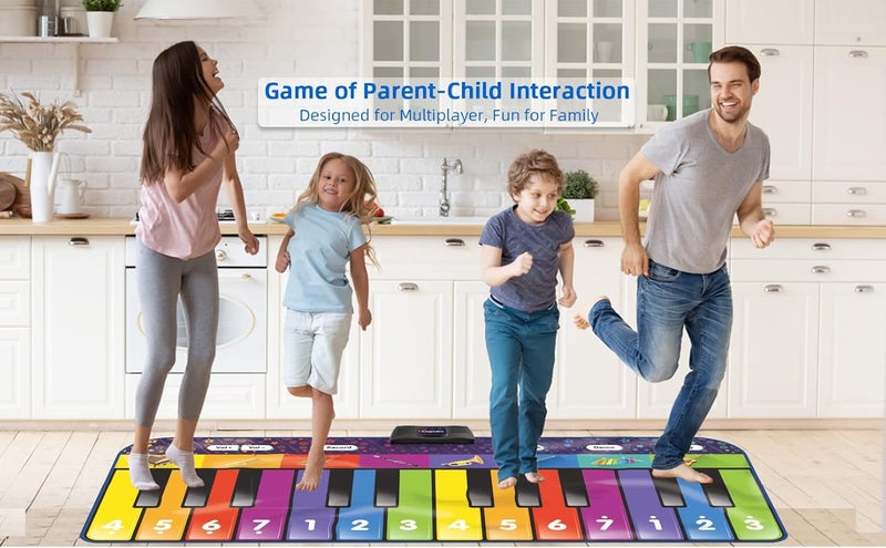Sunlin 6 ft. Floor Piano Mat for Kids & Toddlers, Giant Piano Mat, 24 Keys, 10 Built in Songs, 8 Instrument Sounds, Record & Playback, Song Booklet, Musical Toy Gift for Boys & Girls Age 3 4 5 6 7 8 9 - Image 2