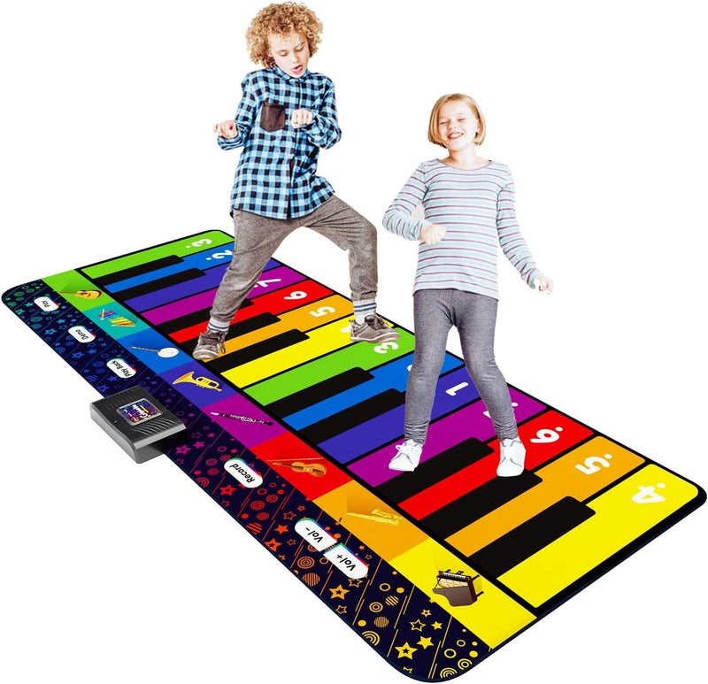 Sunlin 6 ft. Floor Piano Mat for Kids & Toddlers, Giant Piano Mat, 24 Keys, 10 Built in Songs, 8 Instrument Sounds, Record & Playback, Song Booklet, Musical Toy Gift for Boys & Girls Age 3 4 5 6 7 8 9 - Image 1