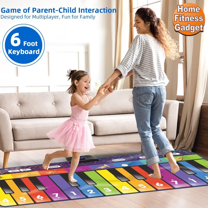Sunlin 6 ft. Floor Piano Mat for Kids & Toddlers, Giant Piano Mat, 24 Keys, 10 Built in Songs, 8 Instrument Sounds, Record & Playback, Song Booklet, Musical Toy Gift for Boys & Girls Age 3 4 5 6 7 8 9 - Image 4