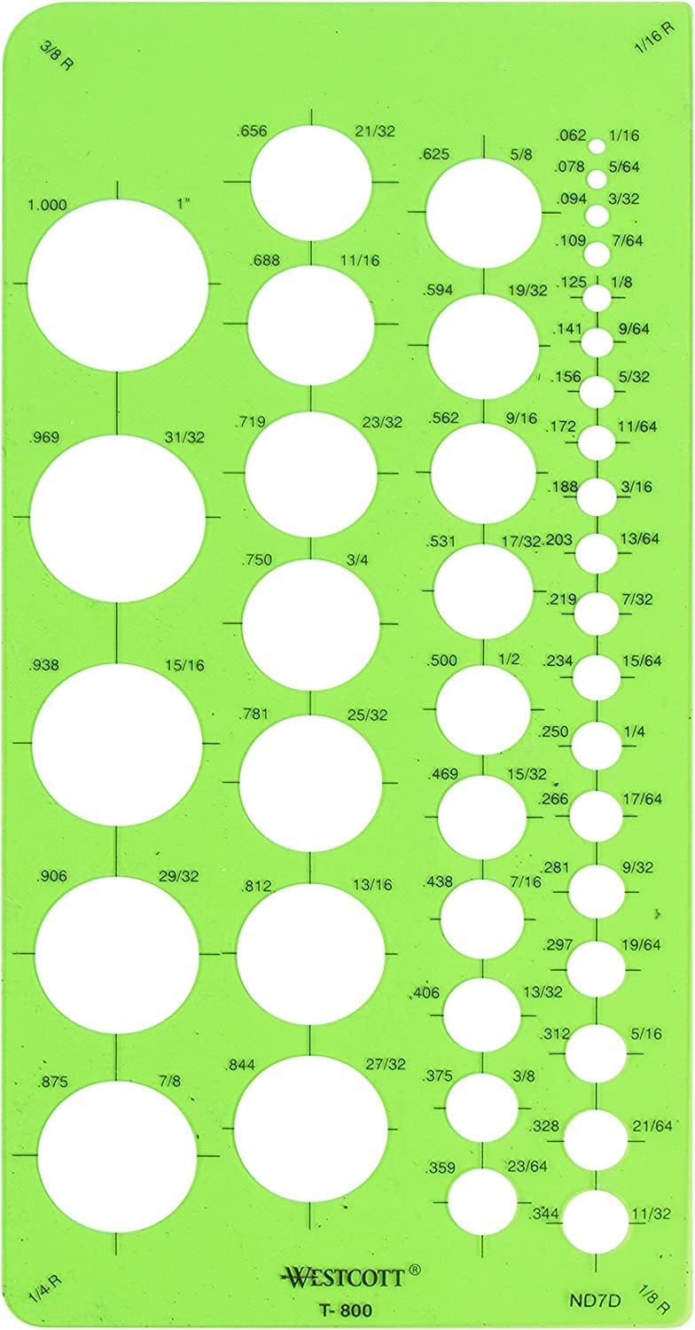 Westcott T-800 Small Circles Template, Plastic Geometric Shapes Template Tool for Drawing and Drafting - Image 1