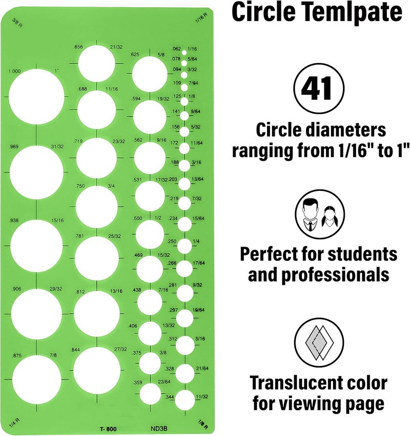 Westcott T-800 Small Circles Template, Plastic Geometric Shapes Template Tool for Drawing and Drafting - Image 5