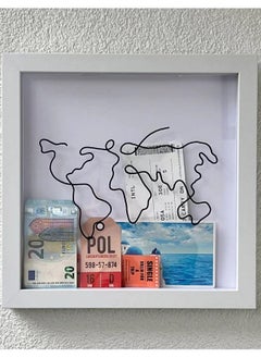 YQbest Travel Box for Memories, Adventure Archive Box, Small Shadow Frame, with Slot Map, Ticket Memory World Map and Plane Design Every Souveni, 8 in  - Image 2