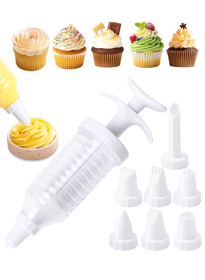 Cake Decorating Gun, Icing Piping Kit with 8 Piping Tips, Cupcake Decorating Injector Set (White) - Image 1