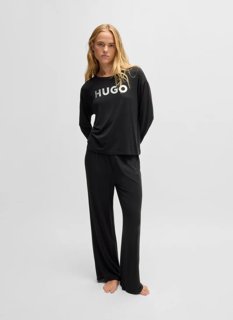 HUGO Relaxed-fit pyjamas with foil-print branding