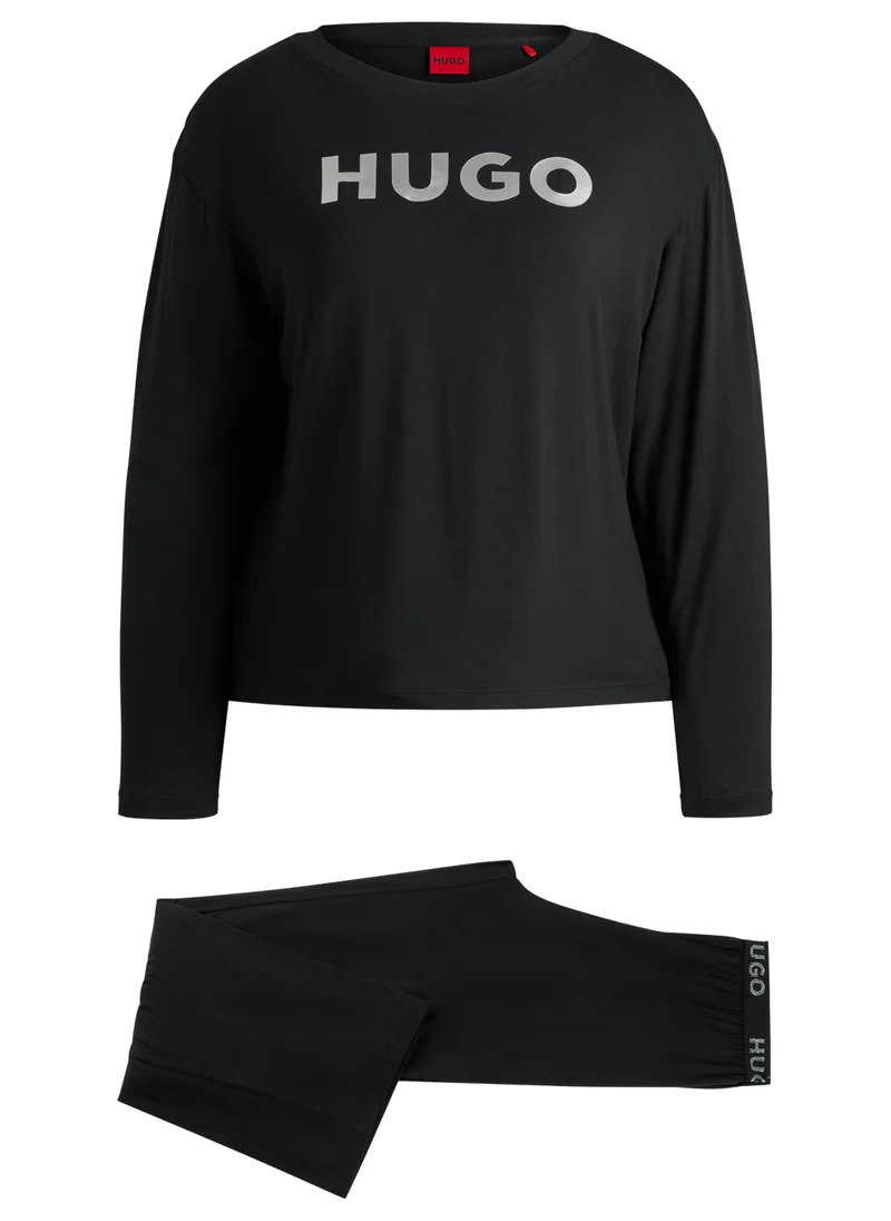 HUGO Relaxed-fit pyjamas with foil-print branding