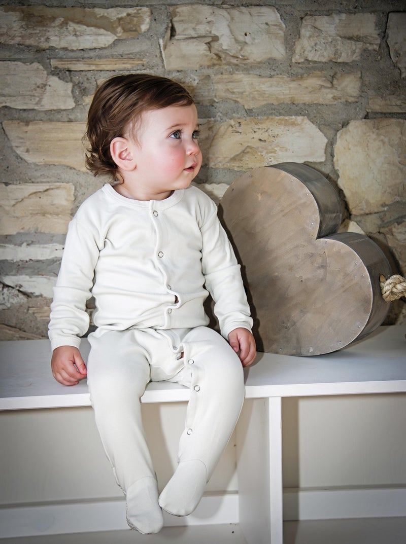 L'ovedbaby Baby Girls Organic Snap One-Piece Footies, Stone, 6-9 Months US - Image 2