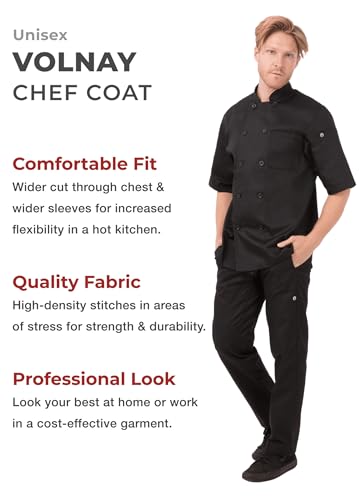 Chef Works Unisex Chambery Chef Coat, Black, Medium - Image 2