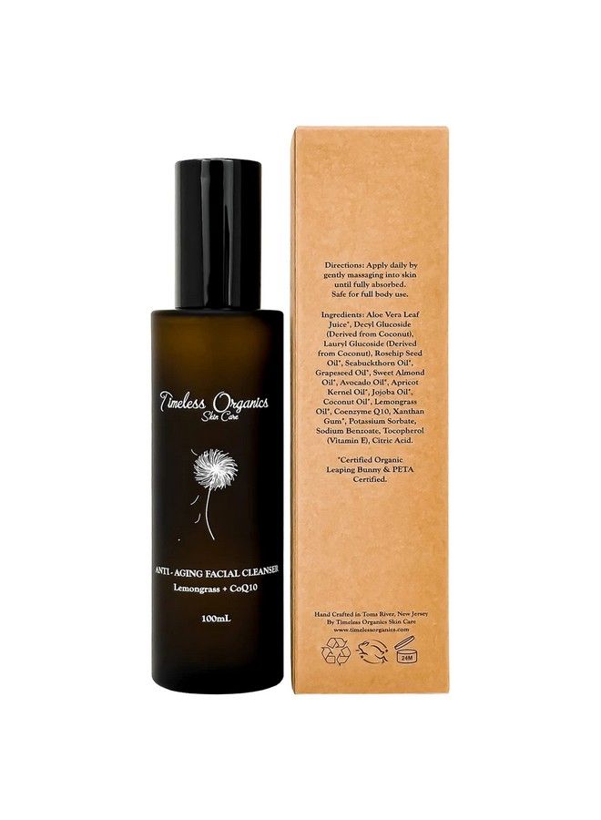 Timeless Organics Anti-Aging Facial Cleanser Aloe Vera Cream, Vitamin E Lotion, Organic Face Cream for Women, Vegan and Cruelty Free, Achieve Soft Skin and a Youthful Glow with this Hydrating Formula - 100 ml