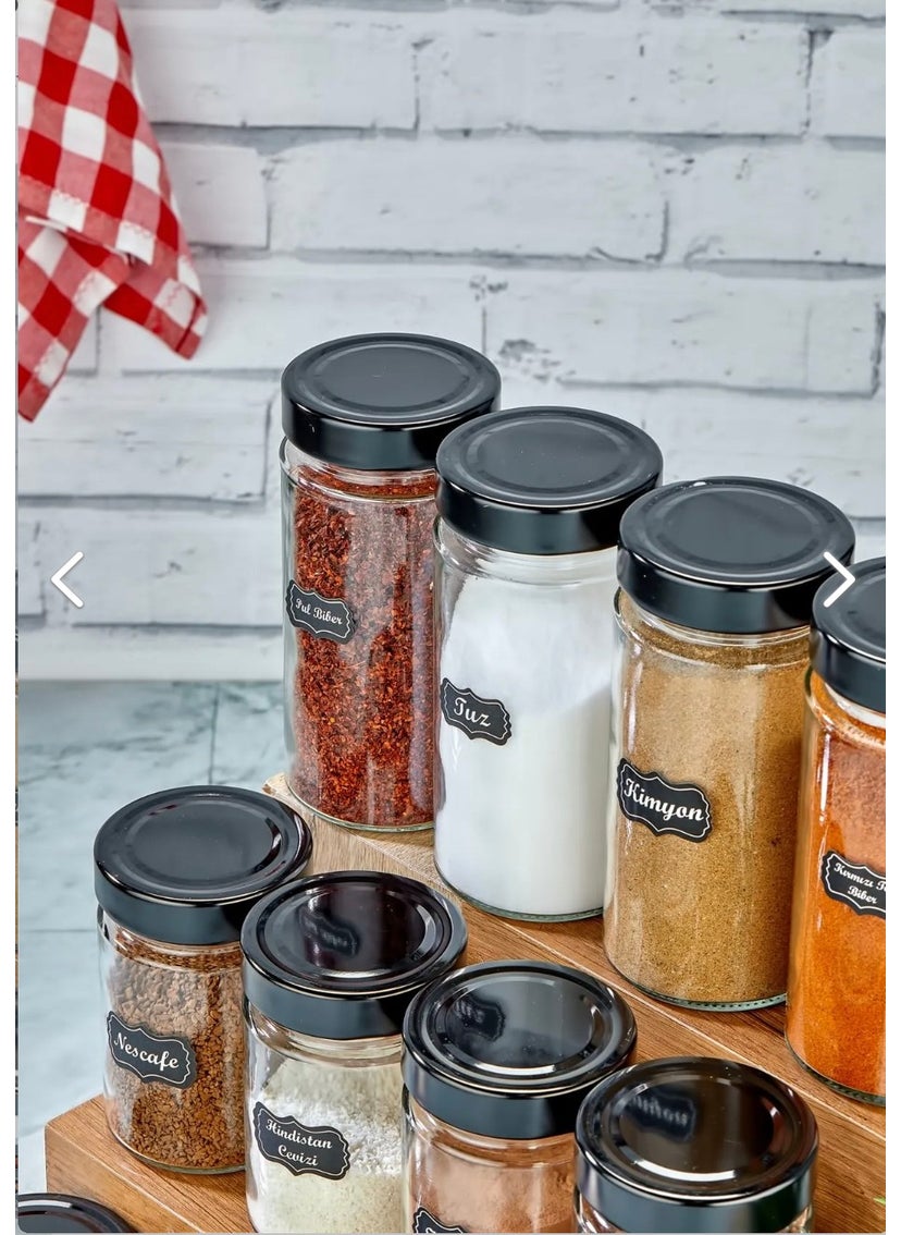 Fbz Home 12-Piece Labeled Deep Twist Glass Spice Jar Set 255-350-500 ml Jar Set  - Image 1