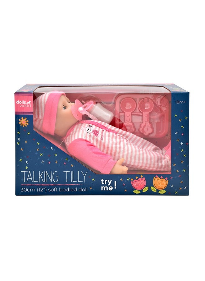 dolls world Talking Tilly 12 inch Interactive Soft Doll 16 Real Baby Sounds from Peterkin gift for kids of Age above 10 months  - Image 1
