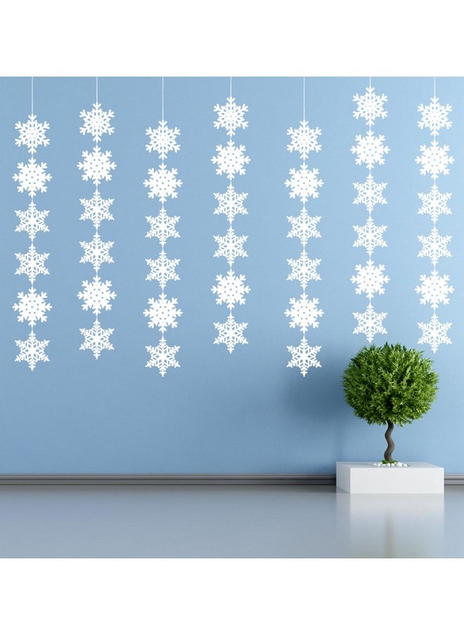 jollylife 12Pcs Snowflake Garland Winter Party Wonderland Birthday Decorations - Christmas Snow Flake Streamers Strings Hanging Decor  - Image 4