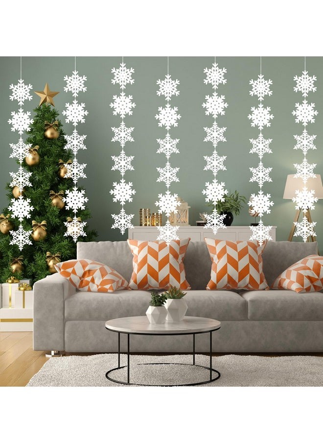 jollylife 12Pcs Snowflake Garland Winter Party Wonderland Birthday Decorations - Christmas Snow Flake Streamers Strings Hanging Decor  - Image 2