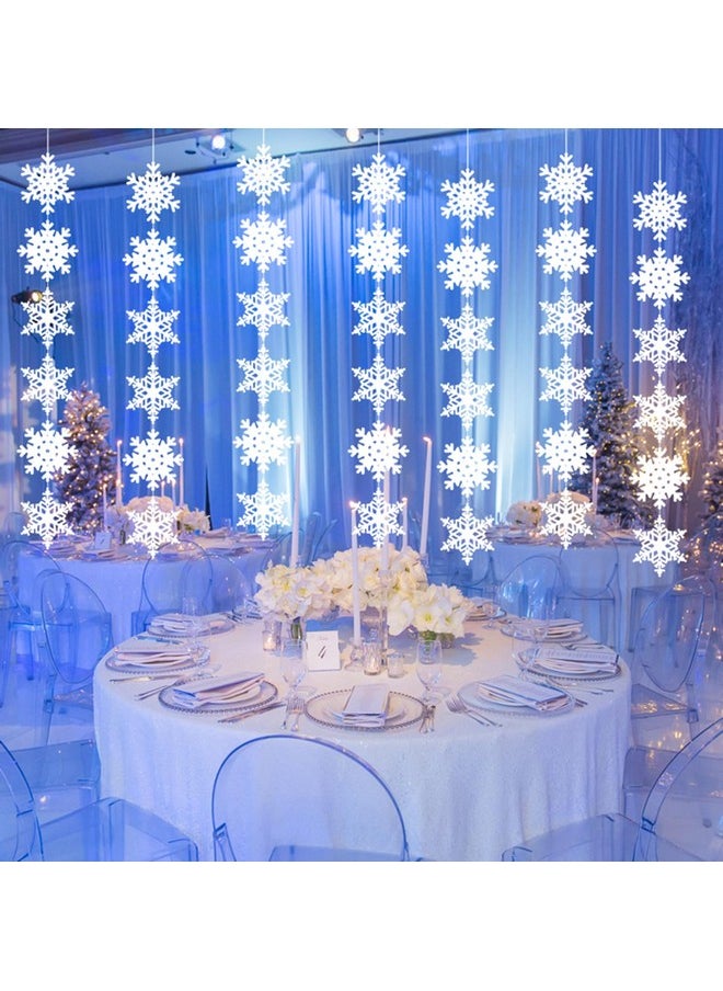 jollylife 12Pcs Snowflake Garland Winter Party Wonderland Birthday Decorations - Christmas Snow Flake Streamers Strings Hanging Decor  - Image 5