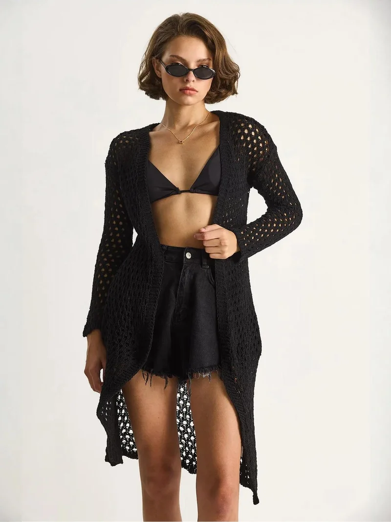 Bianco Lucci LUCCI Textured Knit Midi Cardigan