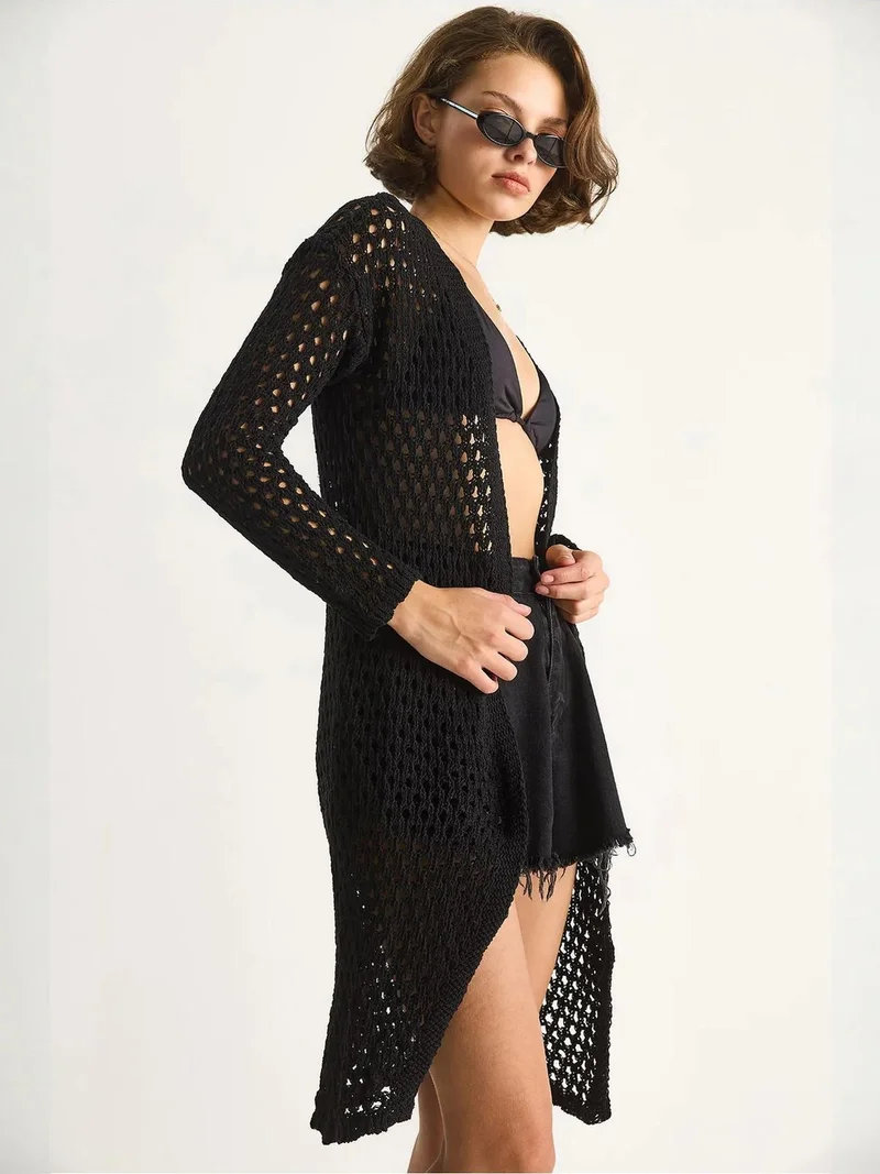Bianco Lucci LUCCI Textured Knit Midi Cardigan