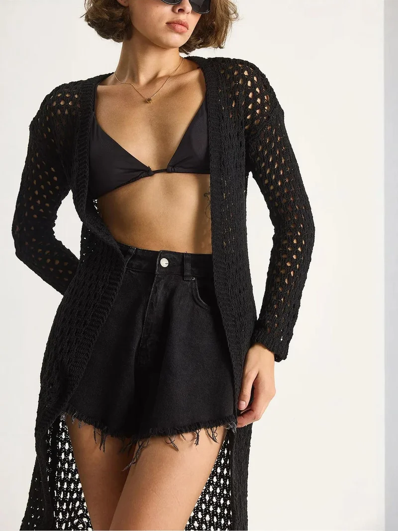 Bianco Lucci LUCCI Textured Knit Midi Cardigan