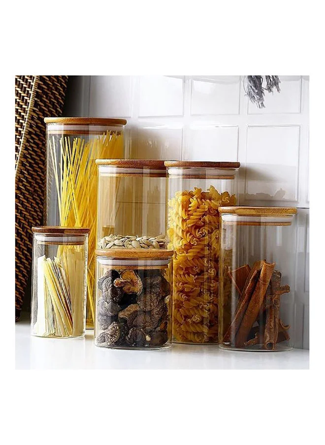 1 تشيس Borosilicate Square Glass Storage Jar with Air tight Bamboo Lid 1800 ML 2Pcs Set