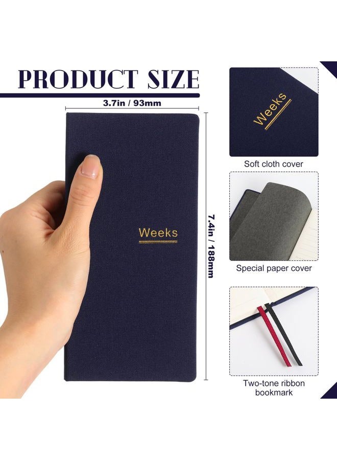 Fuyoooo 1 Pcs Weekly Plan Portable Planner Undated Year Month Week Mini Slim Notebook Journal Schedule for Traveler Student Office (Navy Blue) - Image 3