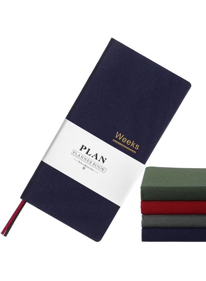 Fuyoooo 1 Pcs Weekly Plan Portable Planner Undated Year Month Week Mini Slim Notebook Journal Schedule for Traveler Student Office (Navy Blue) - Image 1